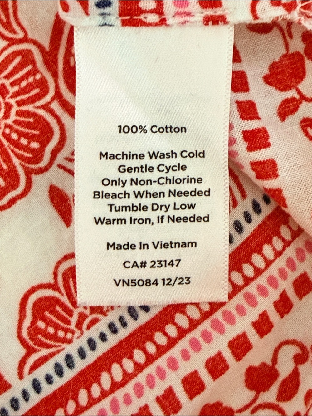 Talbots Red White Floral Block Print Sleeveless Blouse 4th of July Small EUC - Picture 9 of 9